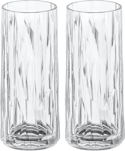 Koziol Superglas Club No.3 Cocktailgläser Set 250 ml, bruchsichere Gläser aus transparentem Kunststoff, wiederverwendbar, robust, ideal für Mojito, Gin Tonic, Party, Garten und Camping