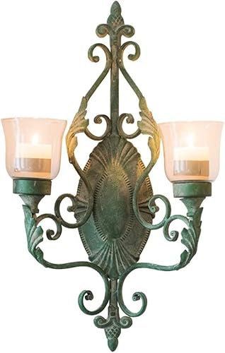 EdirFtra Retro Schmiedeeisen -Wandkerzenhalter Französische Hof Hausarzt 53,5 * 32 cm