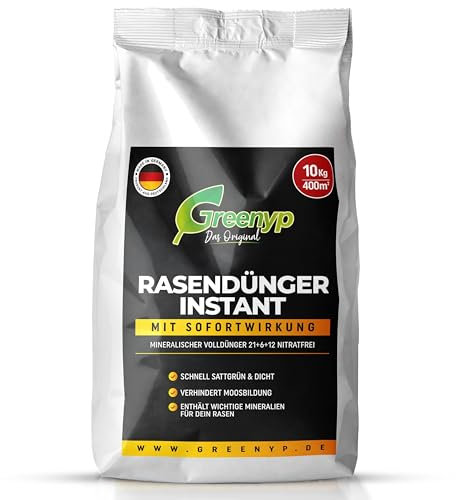 Greenyp Instant Rasendünger Frühjahr I 20kg für 800m² I mit blitzschneller Sofortwirkung für Frühjahr bis Spätsommer I verhindert Moosbildung I NPK Dünger Rasen Dünger