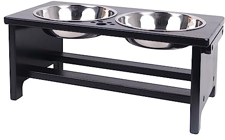 Raised Dog Bowls For Medium Sized Dogs, Elevated Dog Bowls With Stand, Dog Feeding Bowls On Stand With 2 Stainless Steel By Nothing Burger(Black)