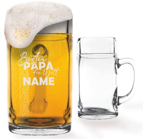 GRAVURMACHER® STÖLZLE - Boccale da birra con incisione in vetro, misura 1,0 l, ideale come regalo per la festa del papà, regalo di compleanno da uomo, motivo 05