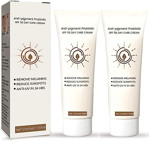Lot de 2 crèmes de soin de jour anti-pigments SPF 50, sérum facial correcteur à la mélanine, crème de jour hydratante anti-pigmentation, liquide contre les taches, crème solaire pour tous les types