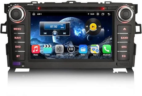 Erisin 8-Kern 4GB RAM 64GB ROM 7 Zoll Android 14 Autoradio Bluetooth GPS Navigation für Toyota Auris Unterstützt Carplay Android Auto WiFi 4G DSP DAB+ OBD2 DVB-T2 DVR USB FM RDS CD Player Touchscreen