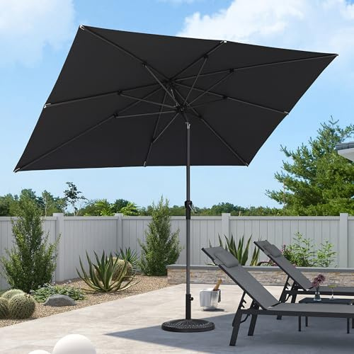 PURPLE LEAF Parasol de Jardin Exterieur inclinable 200 x 300 cm Rectangulaire Parasols en Aluminium Toile Protection UV pour Balcon Terrasse Patio, Gris