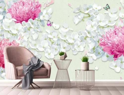 Fototapete Blumen 3D Tapeten 3D Effekt Wohnzimmer Schlafzimmer Vliestapete Moderne Einfache Rote Und Weiße Pfingstrose Blume Natur Grau Graffiti Steinoptik Kinder Tapeten