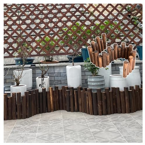 Tierschutzzaun, Holzpfahlzaun, Hochtemperaturkarbonisierung, natürliche Textur, wetterfest, geeignet für DIY-Gartenzaun, Bordüre, Bonsai, Gartendekoration ( Color : A , Size : W35.4*H9.8-11.8in )