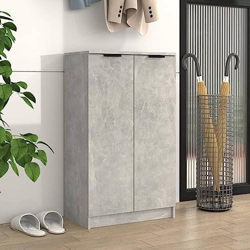 DYRJDJWIDHW schuhregal platzsparend,schuhablage,Shoe Organizer,Schuhschrank Betongrau 59x35x100 cm HolzwerkstoffFür Türöffnungen, Korridore
