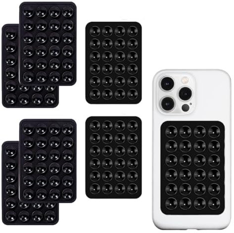 6pcs Silicone Phone Suction Mount Holders for Car - Multipurpose Adhesive Mat With 24 Cups for Mobile Power, Black