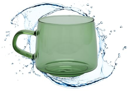 lvifloae Tazza da caffè in vetro da 350 ml Tazza da caffè in cristallo con manico ad alta temperatura con manico per casa, ufficio e bar Ambra (Verde)