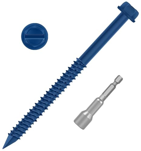 Etauwe 1/4 x 6 Blue Hex Head Concrete Screw Anchor Kit for Anchoring to Masonry, Block or Brick, 50 PCS