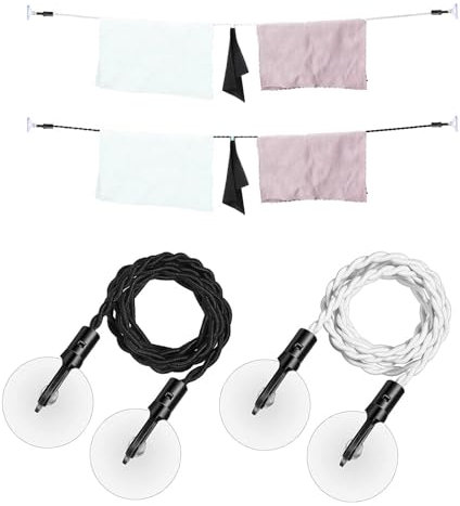 Kioriur Corde à Linge De Voyage - Corde à Linge Rétractable Corde à Linge avec Ventouse - Corde à Linge De Voyage Corde à Linge Coupe-Vent Réglable