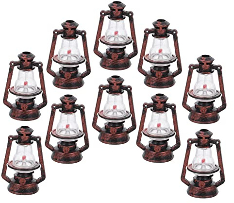 WHAMVOX Lámpara De Queroseno Navideña Mini De 2 Pulgadas, Color Rojo Cobre, Modelo Vintage, Decoración para Fiesta y Hogar, 10 Piezas