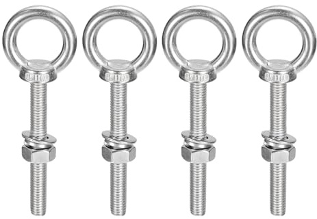 QUARKZMAN Bullone ad Occhiello di Sollevamento, 4 Set M10 x 80mm Bullone ad Occhiello con Dado Rondella Acciaio Inossidabile 304 Anello Sollevamento a Spalla per Appendere Oggetti