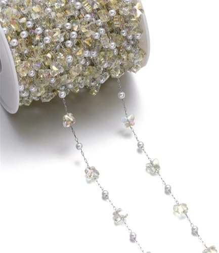 OXOLAMRIN Bunte Kettenglied-Rollen, Handarbeit Farbe Kette ， 1 Meter 6,5 * 8 mm Edelstahl Bunte Kristall Schmetterling Blume Perlen Ketten for Frauen DIY handgefertigte Halsketten Armband(9)