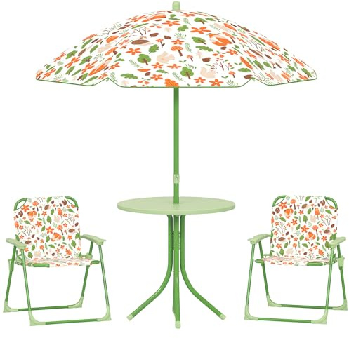 AIYAPLAY Children Table and Chair Set Kids 2-5 Adjustable Parasol Green