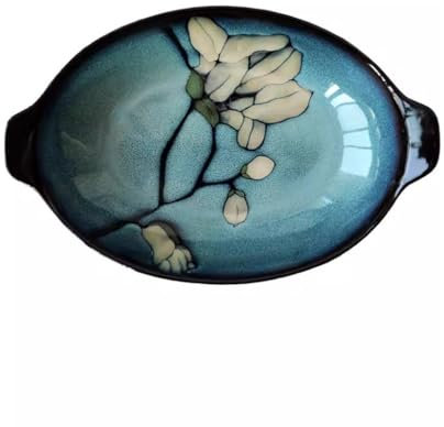 Generico Porcellana Grande Piatto da Cena Ovale, per servire cibi, antipasti, Dessert, Carne, Sushi, Pesce, Festa, Grande Maniglia Doppia Piatto di Pesce Lungo, Piatto di Pesce per la Cena di Sushi