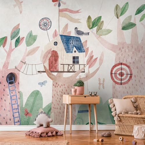 Profhome Kindertapete 399061-GU Vliestapete beige grün braun blau Fototapete 0,53 m x 20,10 m / 10,39 m2