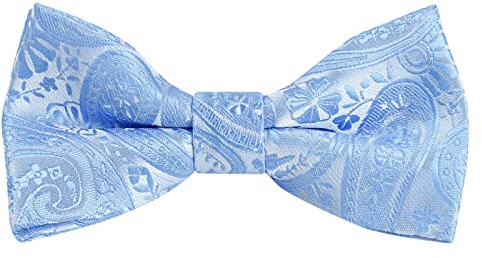 Alizeal Boys Paisley Jacquard Banded Adjustable Length Pre-tied Bow Tie, Light Blue