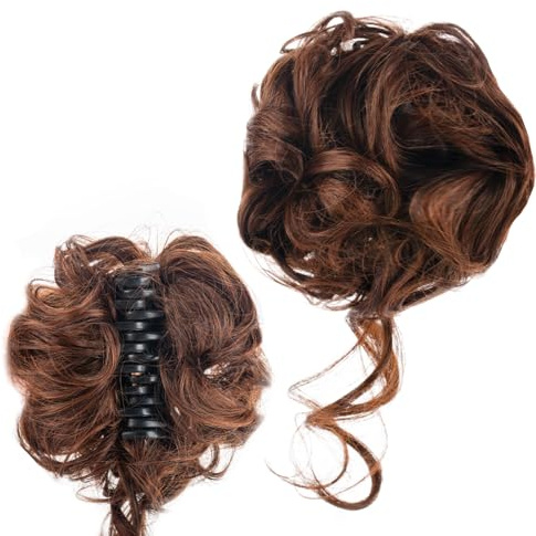 Gwawg Pince Cheveux Postiche Chignon à Griffes Bundle Horse Tail Extension de Cheveux de Cheval Synthétique pour Les Femme (Light Brown)