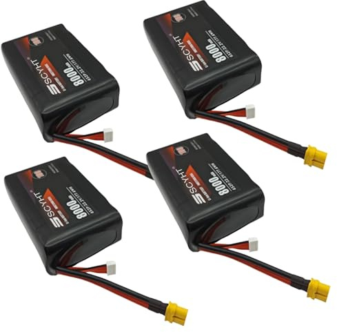 SSCYHT Batterie Lipo 6S 22,2 V 10 000 mAh 8 000 mAh Batterie Lithium 22,2 V Batteries Rechange pour Moteur 150 W - 220 W pour Drones radiocommandés,22.2v8000mah 4pack
