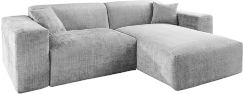 Riess Ambiente Modernes Ecksofa Signatur 265cm - grau - Chenille beidseitig aufbaubar inkl. Kissen Couch 3-Sitzer Design