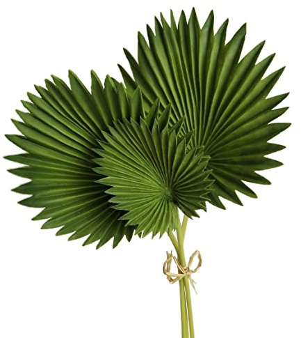 Qusedwey 3 Piezas Hojas de Palma Artificiales Manojo de Plantas Falsas de PláStico Verde Hojas de SimulacióN Arreglo de Flores DecoracióN del Hogar