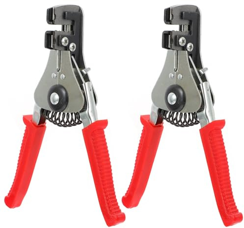 Professionale Pinza Acciaio in Spelafili 2 Pezzi Elettricista | Taglio, Presa, Spelatura e Crimpatura, Adatta a Elettricisti e Idraulica, Rosso