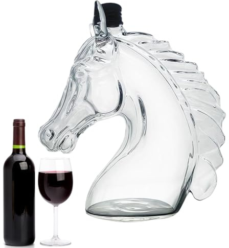 Decantador de whisky, recipiente de con forma de cabeza de caballo, botella de vertido de licores decorativa, obra de arte con acento para beber para coleccionar, construcción de mesa de alta