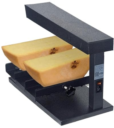 750W Electric Raclette Cheese Grill Melter, Commercial Cheese Melting Machine with Double Heating Area & Adjustable Angle, Half Cheese Wheel Maker for Restaurants & Cafes Without small baking tray