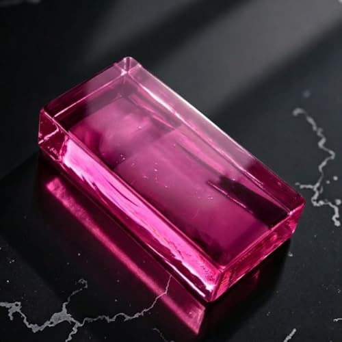 Blocchi di vetro trasparente colorato, mattoni di vetro massiccio, mattoni di cristallo rettangolari ad alta trasparenza per ufficio, casa, bar, hotel(B Pink,1 piece)