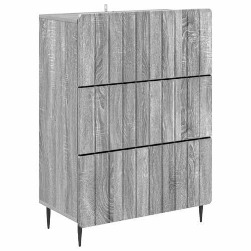 Nusvialune Lådskåp grå Sonoma trämaterial 66 x 34,5 x 92 cm med 3 lådor gott om lagringsutrymme för vardagsrum kontor hall, mångsidig, robust, kompakt och elegant för ordning och förvaring