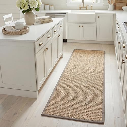 SAFAVIEH Alfombra De Fibra Natural Sala de Estar, Comedor, Dormitorio - Natural Fiber Collection, Pelo Corto, Natural, 61 X 213 cm