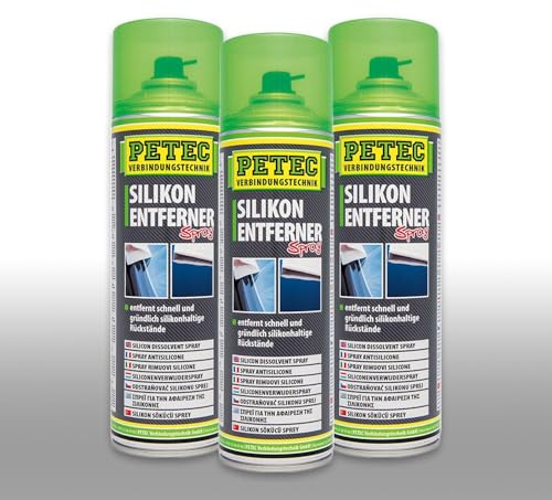 3 x PETEC Eliminador de silicona (Spray desengrasante Silicon lata limpiador 500 ml 70950