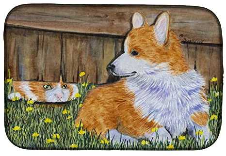 Caroline Treasures SS8213DDM Corgi - Bayeta Escurreplatos, Alfombrilla de secado de platos (35,6 x 53,3 cm), multicolor