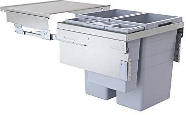 Poubelle de cuisine tri sélectif 4 bacs encastrable 90L (38+38+12+2.5) Hailo Euro Cargo