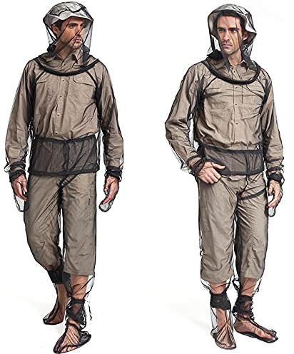 4 Pieces Mosquito Net Suit – Jacket Hood & Pants & Mitts & Socks Sets, Light-Weight & Breathable Mesh Clothing (Small/Medium(1 Pack))