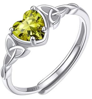 ChicSilver Ring 925 Silber Damen Verstellbar Ring mit Zirkonia Silberring Damen Herz Geburtsstein Ring mit Keltischer Knot Eheringe Verlobungsring Engagement Ringe Schmuck für Geburtstag Valentinstag