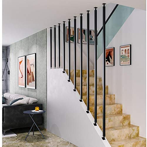 YUDE Rampes d'escalier, Garde-Corps intérieur Auto-Ajustable, avec Un Ensemble Complet d'accessoires, pour escaliers intérieurs et Grenier, Tube carré, Noir