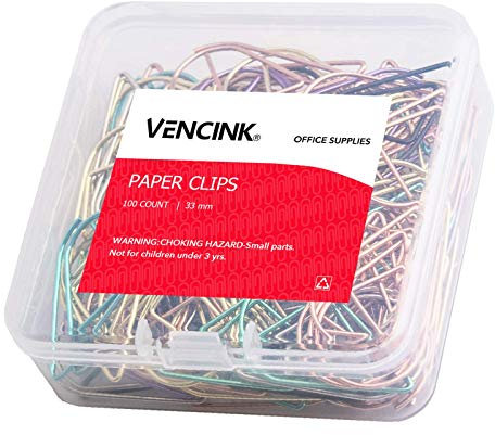 VENCINK Büroklammern aus Edelstahl, tropfenförmig, mehrfarbig, für Büro, Hochzeit, Damen, Mädchen, Kinder, Studenten, 100 Stück