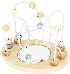 Bieco Motorikschleife mit Spiegel | SORTIERT | Motorikspielzeug ab 1 Jahr | Modernes Labyrinth Spiel | Motorikspielzeug Baby in sanften Farben | Holzspielzeug Baby | Lernspielzeug aus Holz