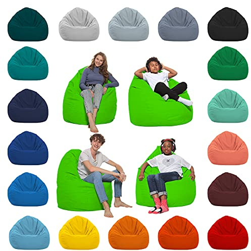 HomeIdeal - Sitzsack XXL Bodenkissen für Erwachsene & Kinder - Geeignet für Gaming oder Entspannen - Indoor wie Outdoor da er Wasserfest ist - mit EPS Perlen, Farbe:Neongrün, Größe:XL