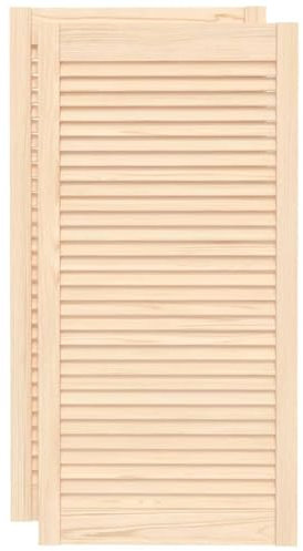 vidaXL 2X Madera Maciza de Pino Puertas Tipo Persiana con Celosía Rejilla Armario Tablillas Guardarropa Separador Decoración 99,3x49,4cm