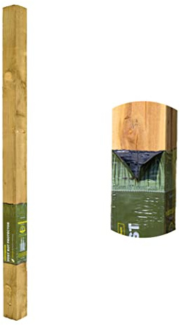 Postsaver Rot Protected Wood Fence Post 3x3 | Pressure-Treated Timber Post for Gardening | Decay-Protected with Postsaver Dual-Layer Rot Protector | 20-Year Guarantee (6 Foot | 1.8 Meters)