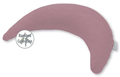 Theraline Bambusmond inkl. Bezug aus Bambus-Viskose & Bio Baumwolle, Stillkissen, Bauchstützkissen, Kuschelkissen, Reisekissen (Melange Rosenholz)