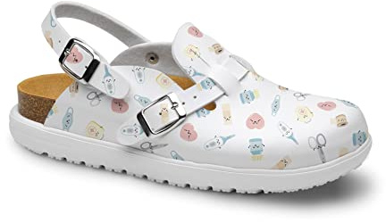 FELIZ CAMINAR x Mr. Wonderful- Zuecos Bio Estampados Sanitarios Wonderful Steps/Antideslizantes y cómodos para Mujer/Clínicas, Veterinarios, Hospital, Geriatricos/Bolsa DE Fieltro DE Regalo (37)