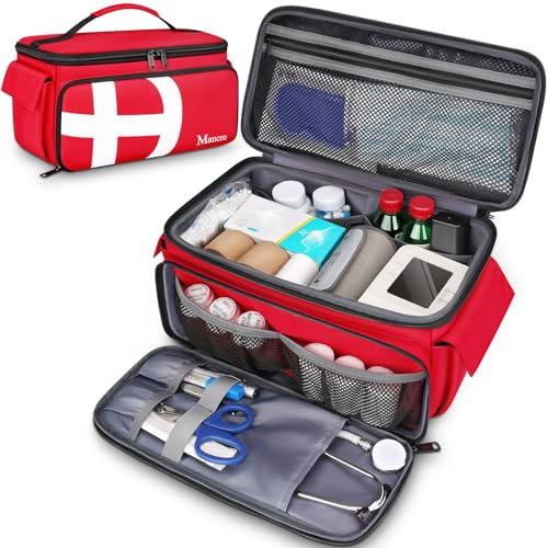 Mancro First Aid Bags Empty, Medical Travel Bag with Multi Pockets