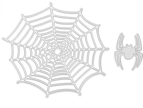 FUNOMOCYA 2stücke Stanzformen Schicke Metallschablonen Für DIY-Karten Bastelarbeiten Halloween-Spinnennetz-Design Aus Robustem Leicht Zu Bedienen