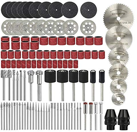 Mini Rotary Tool Accessories Kit 121pcs HSS Drill Bit Diamond Rotary File Cut off Saw Blade Polishing Sanding Cutting Kit for Engraving, Grinding, Sanding, Cutting, Polishing