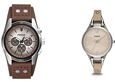 Fossil Orologio Coachman da uomo, movimento cronografo al quarzo, cassa in acciaio inossidabile da 45 mm, CH2565 & Orologio da donna, Georgia, movimento al quarzo, cassa in acciaio 32 mm, ES2830