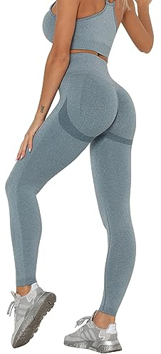 Zhiaek Mallas Deporte Mujer Cintura Alta Leggins Mujer Push Up Elástico Sin Costuras Pantalon Deporte Ropa Deportiva Mujer para Yoga Fitness Pilates Training